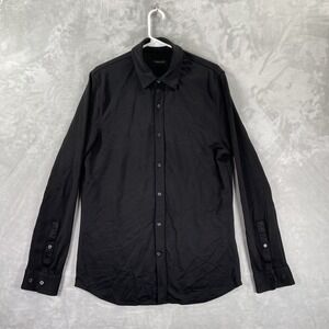 Unbound Merino Shirt men's Large Button Up Wool Blend Long Sleeve Black *READ*